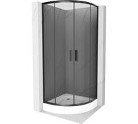 Mexen Rio cabine de douche semi-circulaire 70 x 70 cm, graphite, noir + receveur, blanc - 863-070-070-70-40-4710 14451 5907709149816