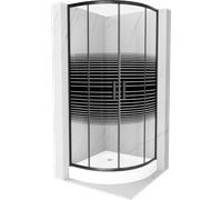 Mexen Rio cabine de douche semi-circulaire 70 x 70 cm, rayures noires, noire + receveur, blanc - 863-070-070-70-20-4710 14534 5907709149755