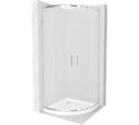 Mexen Rio cabine de douche semi-circulaire 80 x 80 cm, givrée, chrome + receveur plat, blanc - 863-080-080-01-30-4110 13367 5907709165786