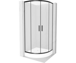 Mexen Rio cabine de douche semi-circulaire 80 x 80 cm, givrée, noire + receveur, blanc - 863-080-080-70-30-4710 14448 5907709149793