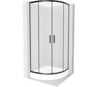 Mexen Rio cabine de douche semi-circulaire 80 x 80 cm, givrée, noire + receveur Rio, blanc - 863-080-080-70-30-4710 14448 5907709149793