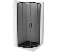 Mexen Rio cabine de douche semi-circulaire 80 x 80 cm, graphite, noire + receveur Flat, noir - 863-080-080-70-40-4170B 14577 5907709148222
