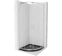 Mexen Rio cabine de douche semi-circulaire 80 x 80 cm, transparent, chrome + receveur Flat, noir - 863-080-080-01-00-4170 13376 5907709165946