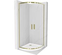 Mexen Rio cabine de douche semi-circulaire 80 x 80 cm, transparente, or + receveur Flat, blanc - 863-080-080-50-00-4110G 14533 5907709147843