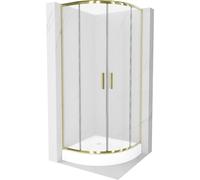 Mexen Rio cabine de douche semi-circulaire 90 x 90 cm, givre, or + receveur, blanc - 863-090-090-50-30-4710 14430 5907709149595