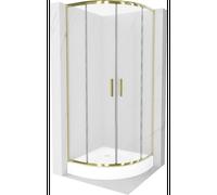 Mexen Rio cabine de douche semi-circulaire 90 x 90 cm, givre, or + receveur Rio, blanc - 863-090-090-50-30-4710 14430 5907709149595