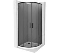 Mexen Rio cabine de douche semi-circulaire 90 x 90 cm, graphite, noire + receveur Flat, blanc - 863-090-090-70-40-4110B 14572 5907709148178