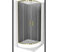 Mexen Rio cabine de douche semi-circulaire 90 x 90 cm, graphite, or + receveur de douche, blanc - 863-090-090-50-0-4710 14433 5907709149625