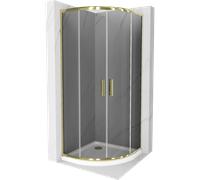 Mexen Rio cabine de douche semi-circulaire 90 x 90 cm, graphite, or + receveur plat, blanc - 863-090-090-50-40-4110G 14543 5907709147911