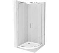 Mexen Rio cabine de douche semi-circulaire 90 x 90 cm, transparent, chrome + receveur Plat, blanc - 863-090-090-01-00-4110 13362 5907709165731