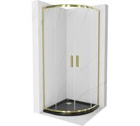 Mexen Rio cabine de douche semi-circulaire 90 x 90 cm, transparent, or + bac à douche Flat, noir - 863-090-090-50-00-4170G 14545 5907709147935