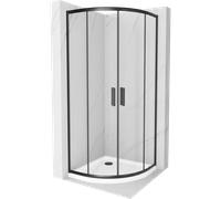 Mexen Rio cabine de douche semi-circulaire 90 x 90 cm, transparente, noire + receveur Flat, blanc - 863-090-090-70-00-4110B 13374 5907709165854