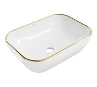 Mexen Rita lavabo à poser 45 x 32 cm, bord blanc/or - 21084505 2320 5907709190887