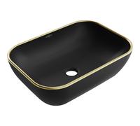 Mexen Rita lavabo à poser 45 x 32 cm, noir mat/bord doré - 21084575 21905 5907709156586