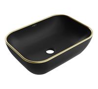 Mexen Rita lavabo à poser 45 x 32 cm, noir mat/rebord doré - 21084575 21905 5907709156586