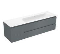 Mexen Rivel armoire de salle de bain 160 cm avec lavabo Vela à droite, 2S, 1D, nervurée, graphite/blanc mat 86061 5905315776877