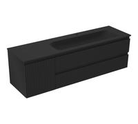 Mexen Rivel armoire de salle de bain 160 cm avec lavabo Vela à droite, 2S, 1D, rainurée, noir mat 86062 5905315776884