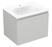 Mexen Rivel armoire de salle de bain 60 cm avec lavabo Vela, 1 tiroir, rainuré, gris mat/blanc mat - 91A20-06047-1-BF62-W23M01 84502 5905315501431