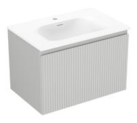 Mexen Rivel armoire de salle de bain 70 cm avec lavabo Vela, 1 tiroir, cannelé, gris mat/blanc mat - 91A20-07047-1-BF62-W23M01 84506 5905315501523