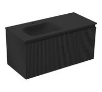 Mexen Rivel armoire de salle de bains 100 cm avec lavabo Vela gauche, 1S, 1D, rainurée, noir mat - 91A23-10047-3-BBFF71-W23L71 85878 5905315774927