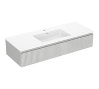 Mexen Rivel armoire de salle de bains 120 cm avec lavabo Otis, 1 tiroir, rainuré, gris mat/blanc mat 82630 5905315494771