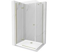 Mexen Roma cabine de douche à charnière 90 x 70 cm, transparente, or + bac à douche plat - 854-090-070-50-00-4010 4747 5907709176409