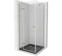 Mexen Roma cabine de douche battante 80 x 80 cm, transparente, or + receveur plat, noir - 854-080-080-50-00-4070G 13576 5907709167780