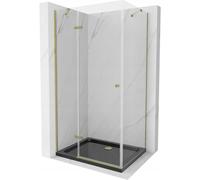 Mexen Roma cabine de douche pivotante 100 x 80 cm, transparent, or + receveur Flat, noir - 854-100-080-50-00-4070G 13581 5907709167827