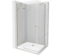 Mexen Roma cabine de douche pivotante 100 x 90 cm, transparent, dorée + receveur Flat - 854-100-090-50-00-4010 4753 5907709176461