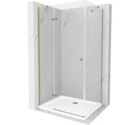 Mexen Roma cabine de douche pivotante 80 x 100 cm, transparent, or + receveur plat - 854-080-100-50-00-4010 4746 5907709176393