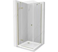 Mexen Roma cabine de douche pivotante 80 x 80 cm, transparent, or + receveur Flat - 854-080-080-50-00-4010 4744 5907709176379