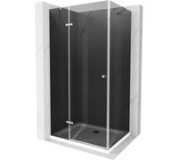 Mexen Roma cabine de douche pivotante 90 x 120 cm, graphite, chrome + receveur Flat, blanc - 854-090-120-01-40-4010 13654 5907709168473