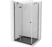 Mexen Roma cabine de douche pivotante 90 x 120 cm, transparente, noire + receveur Flat, noir - 854-090-120-70-00-4070B 13590 5907709168701