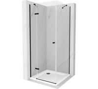 Mexen Roma cabine de douche pivotante 90 x 90 cm, transparente, noire + receveur plat, blanc - 854-090-090-70-00-4010B 13619 5907709168084