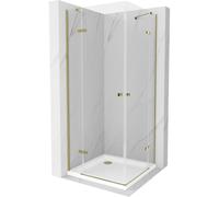 Mexen Roma Duo cabine de douche pivotante 100 x 100 cm, transparent, or + receveur Flat - 854-100-100-50-02-4010G 13334 5907709165380