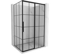 Mexen Rox cabine de douche coulissante droite 125 x 100 cm, carreaux noirs, noir - 8C2-125-100-70-77-P 84928 5905315694911