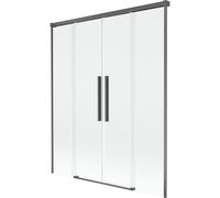 Mexen Rox paroi de baignoire à 2 volets coulissante 140 x 150 cm, transparent, gris armé brossé - 8C9-140-002-66-00 85458 5905315753342