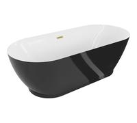 Mexen Roxy baignoire autoportante 180 x 85 cm, blanche/noire, trop-plein doré brossé - 51201808575-55 46554 5905315385147