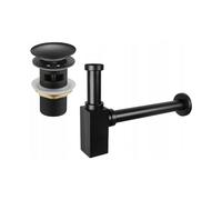 Mexen siphon de lavabo carré avec bouchon click-clack, avec trop-plein, noir - 7992060-70 6535 5907709135482