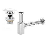 Mexen siphon partiel de lavabo carré avec bouchon clic-clac, avec trop-plein, chromé - 7992660-00 6544 5907709136809