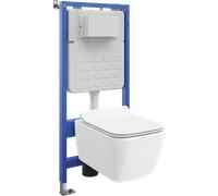 Mexen Stella ensemble WC encastré cadre Tex Slim avec cuvette WC et abattant à descente progressive, blanc - 610030680800 101580 5907931049045
