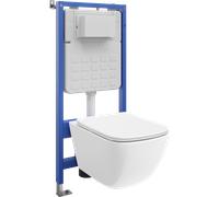 Mexen Timo ensemble encastré WC bâti Tex Slim avec cuvette WC Tornado et abattant à descente lente, blanc - 610030650200T 101641 5907931049601