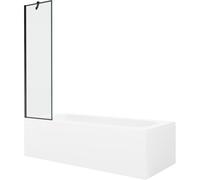 Mexen Vega baignoire rectangulaire 150 x 70 cm avec habillage et écran pare-baignoire à 1 volet de 50 cm, motif noir 22303 5905315204936
