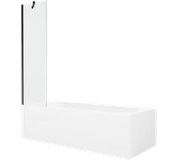 Mexen Vega baignoire rectangulaire 150 x 70 cm avec habillage et paravent 1 volet 50 cm, transparent, noir 22297 5905315204875