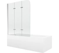 Mexen Vega baignoire rectangulaire 150 x 70 cm avec habillage et paravent à 3 volets 120 cm, transparent, chrome 13085 5907709107793