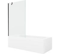Mexen Vega baignoire rectangulaire 150 x 70 cm avec habillage et pare-baignoire 1 volet 100 cm, transparent, noir 22302 5905315204929