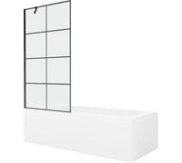 Mexen Vega baignoire rectangulaire 150 x 70 cm avec habillage et paroi de baignoire à 1 volet 90 cm, motif noir 22313 5905315205032