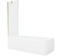 Mexen Vega baignoire rectangulaire 150 x 70 cm avec habillage et paroi de douche à 1 vantail 60 cm, transparent, doré 22292 5905315204820