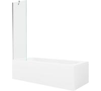 Mexen Vega baignoire rectangulaire 160 x 70 cm avec habillage et paravent 1 volet 50 cm, transparent, chrome 22315 5905315205056