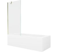 Mexen Vega baignoire rectangulaire 160 x 70 cm avec habillage et pare-baignoire 1 volet 80 cm, transparent, doré 22324 5905315205148